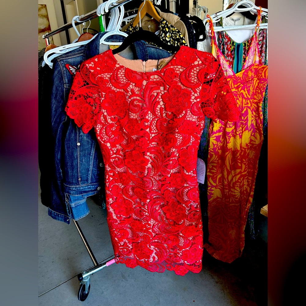 Nordstrom Red Flutter Sleeve Sheath Mini Dress